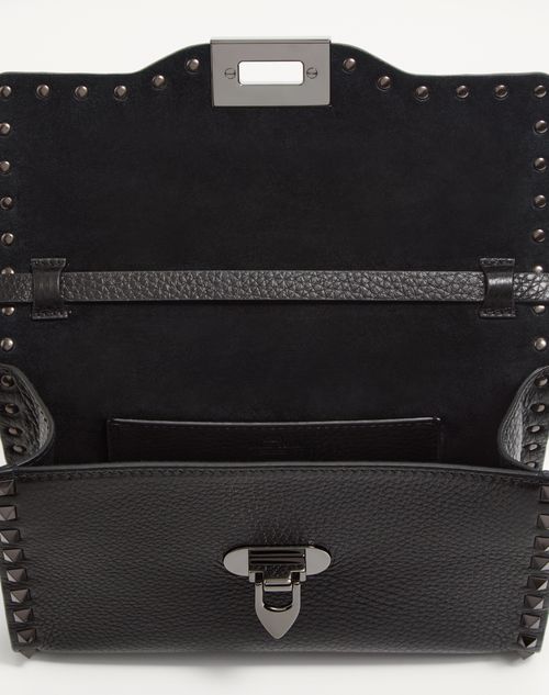 Valentino Garavani - Small Rockstud Grainy Calfskin Crossbody Bag - Black - Woman - Shoulder Bags